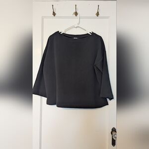 Madewell Black Crepe Boatneck Top